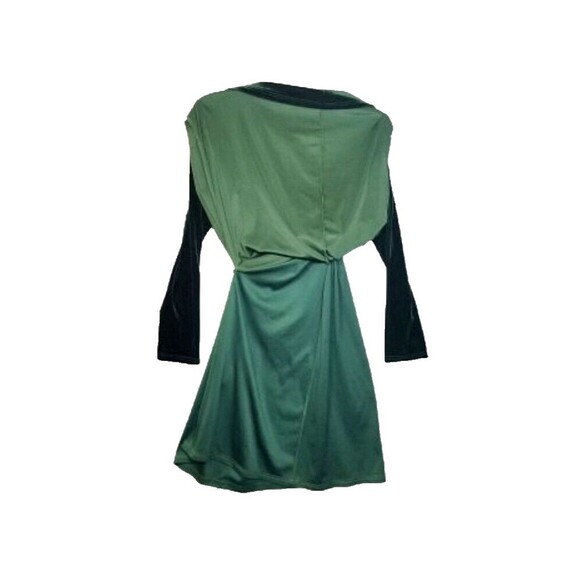 JESSAKAE Dark Green Wonder Dress Sz Large Velvet Long Sleeves Midi Christmas - Picture 6 of 8